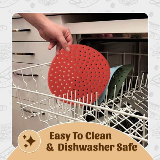 Reusable Silicone Air Fryer Liners 9 Inches,Air Fryer Silicone Liners, Non-Stick, Easy Clean, Reusable Air Fryer Liner Mats,air fryer liners with holes, air fryer paper liners walmart, best silicone liners for air fryer