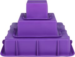 Silicone Cake Mold Baking Pans Set,Square Cake Pan Set Silicone Cake Mold Baking Pans for 3 Tier Cake Layer Tin, 9 Inch, 6 Inch, 3 Inch