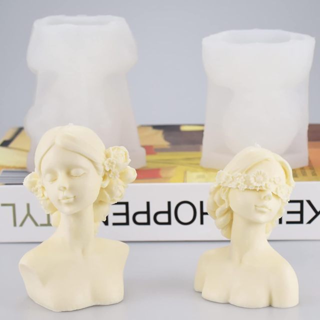 Braid Girl Shape Portrait Candle Mold,Braid Girl Shape Portrait Candle Mold Girl Silicone Mold for Candles Body Resin Mold Portrait Silicone Mold Resin Mold DIY Aromatherapy Decoration Mold Candle Making Molds Body Mold