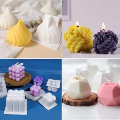 Silicone Candle Molds Set for Candle Making,Silicone Candle Molds Set for Candle Making, Yarn Ball Bubble Candle Mold, 3D Rose Silicone Mold, Cake Mold for Baking Desser, Silicone Mold for Soy Wax, Soap, DIY Scented Candle