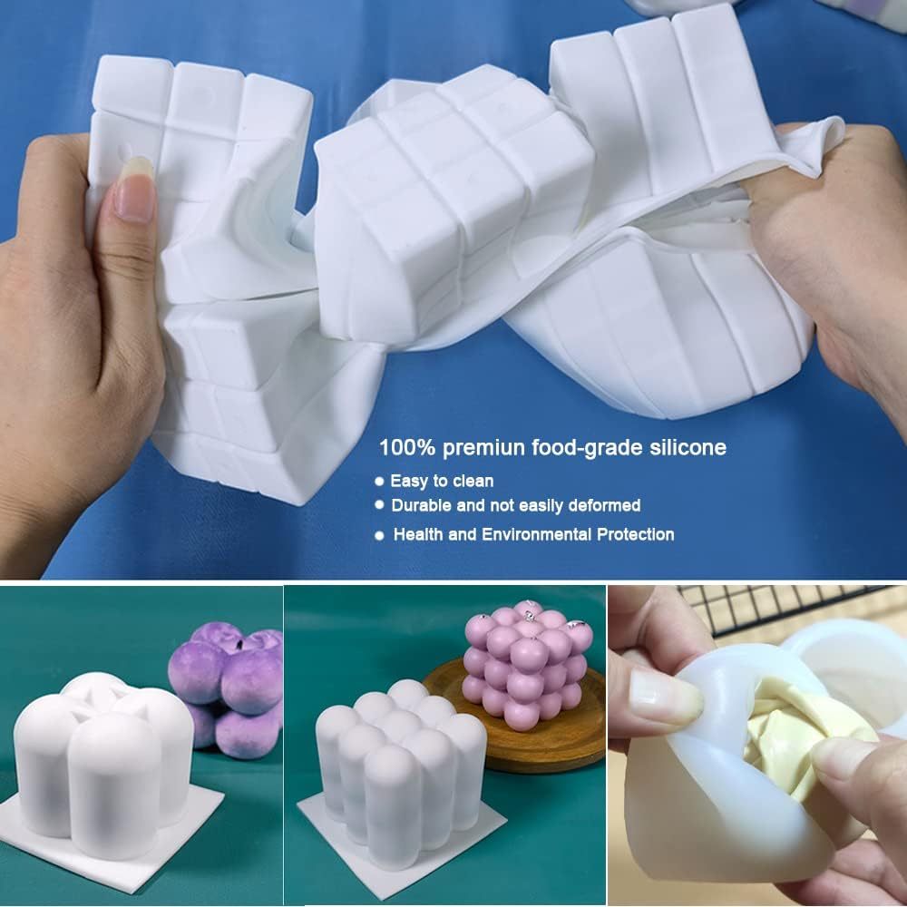 Silicone Candle Molds Set for Candle Making,Silicone Candle Molds Set for Candle Making, Yarn Ball Bubble Candle Mold, 3D Rose Silicone Mold, Cake Mold for Baking Desser, Silicone Mold for Soy Wax, Soap, DIY Scented Candle