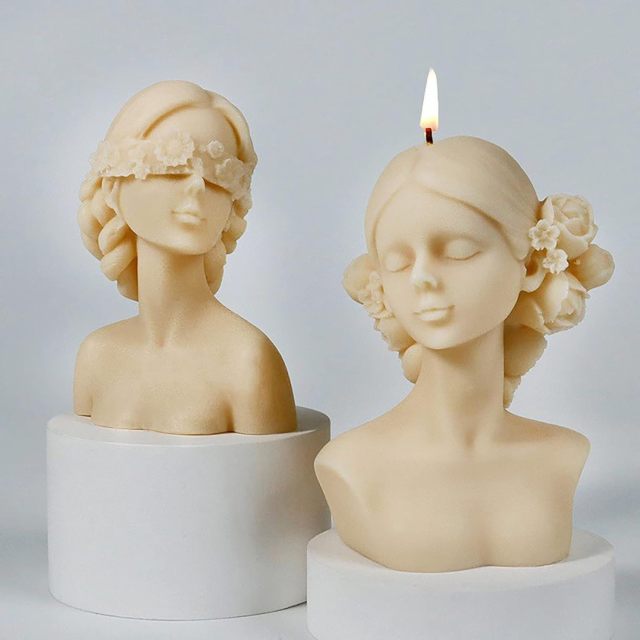 Braid Girl Shape Portrait Candle Mold,Braid Girl Shape Portrait Candle Mold Girl Silicone Mold for Candles Body Resin Mold Portrait Silicone Mold Resin Mold DIY Aromatherapy Decoration Mold Candle Making Molds Body Mold