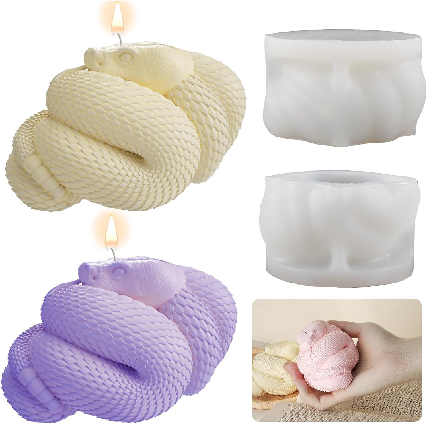 Snake Mold Snake Candle Mold Cobra Candle Mold,Snake Mold Snake Candle Mold Cobra Candle Mold Animal Mold Cobra Resin Casting Mold Soap Making Molds Silicone Mold for Candle Home Decorate Mold Candle Making Mold 3D Animal Mold
