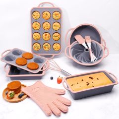 Silicone Bakeware Sets,Silicone Bakeware Sets, Silicone Baking Pans Set, Baking Set, Bundt Cake Pan Set, Muffin Pan with Silicone Spatulas Pastry Brush Oven Mitts Whisk, Silicone Baking Pan Set for Cheesecake， non stick bakeware set,  bakeware silicone set, good bakeware set
