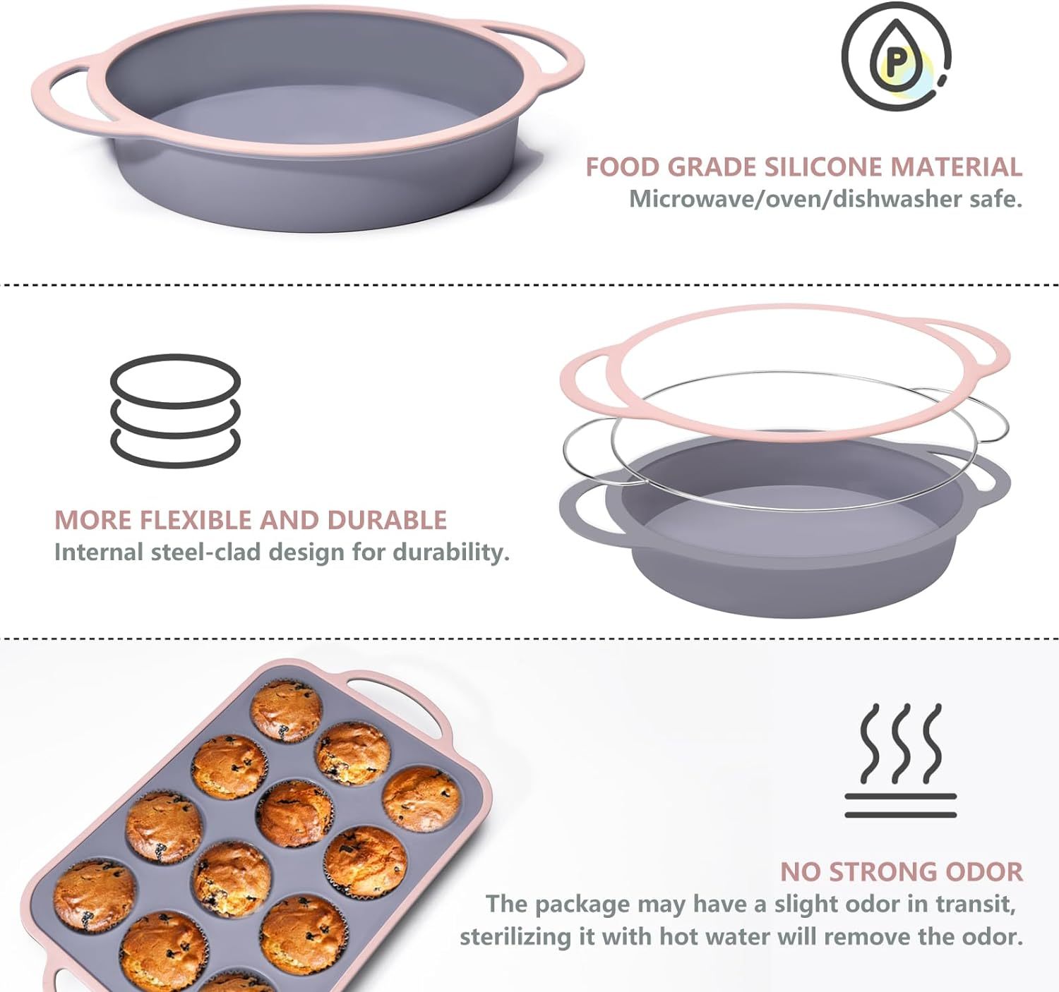 Silicone Bakeware Sets,Silicone Bakeware Sets, Silicone Baking Pans Set, Baking Set, Bundt Cake Pan Set, Muffin Pan with Silicone Spatulas Pastry Brush Oven Mitts Whisk, Silicone Baking Pan Set for Cheesecake， non stick bakeware set,  bakeware silicone set, good bakeware set