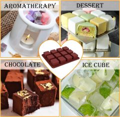 Wax Melts Molds Silicone,Wax Melts Molds Silicone, 12-Cavities Square Silicone Mold for Scented Wax Melts, Chocolate Truffles, Candy, Jelly, Ice Cube Tray