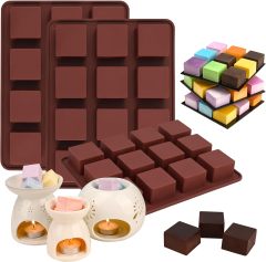 Wax Melts Molds Silicone,Wax Melts Molds Silicone, 12-Cavities Square Silicone Mold for Scented Wax Melts, Chocolate Truffles, Candy, Jelly, Ice Cube Tray
