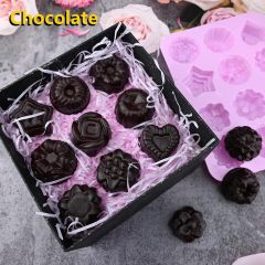 Flower Soap Molds,Flower Soap Molds, 12 Cavities Different Shapes Silicone Molds for Soap, Lotion Bar, Bath Bombs, Chocolate, Candy
