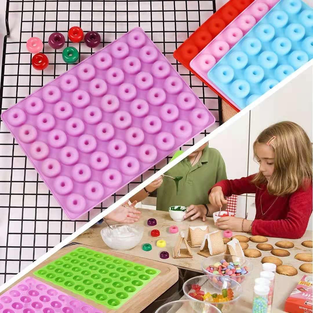 Silicone Nonstick Ring Gummy Candy Molds,Donut Candy Mold,Silicone Nonstick Ring Gummy Candy Molds for Chocolate Jelly Ice Cube Candy Pralines Caramels Ganache Snacks， Baking Candy Cake Decoration