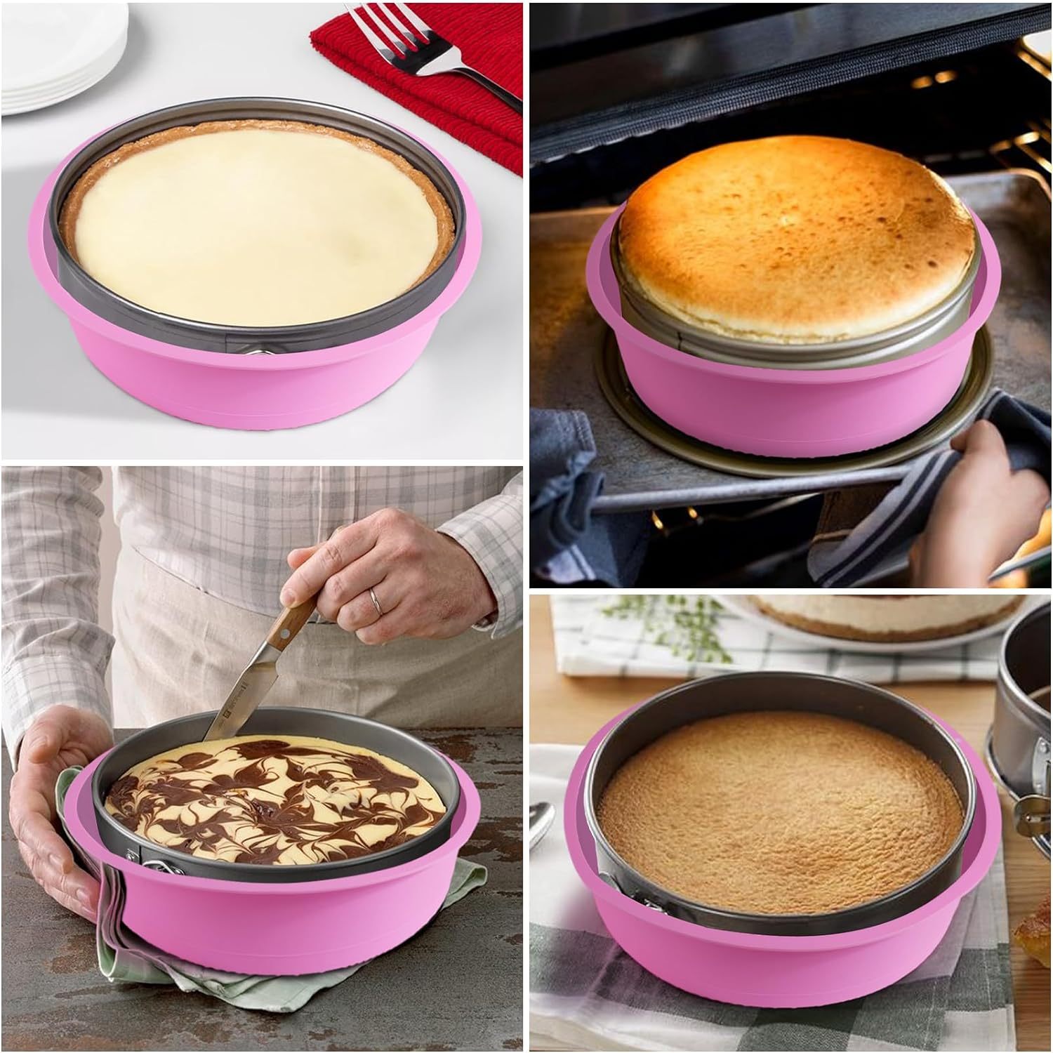 Silicone Cheesecake Pan,Cheesecake Pan Protector for 9,9.5,10 Inch Round Springform Pan,Silicone Cheesecake Water Bath Pan,Preventing Water from Entering the Spring Form Pans,Springform Pans Accessories