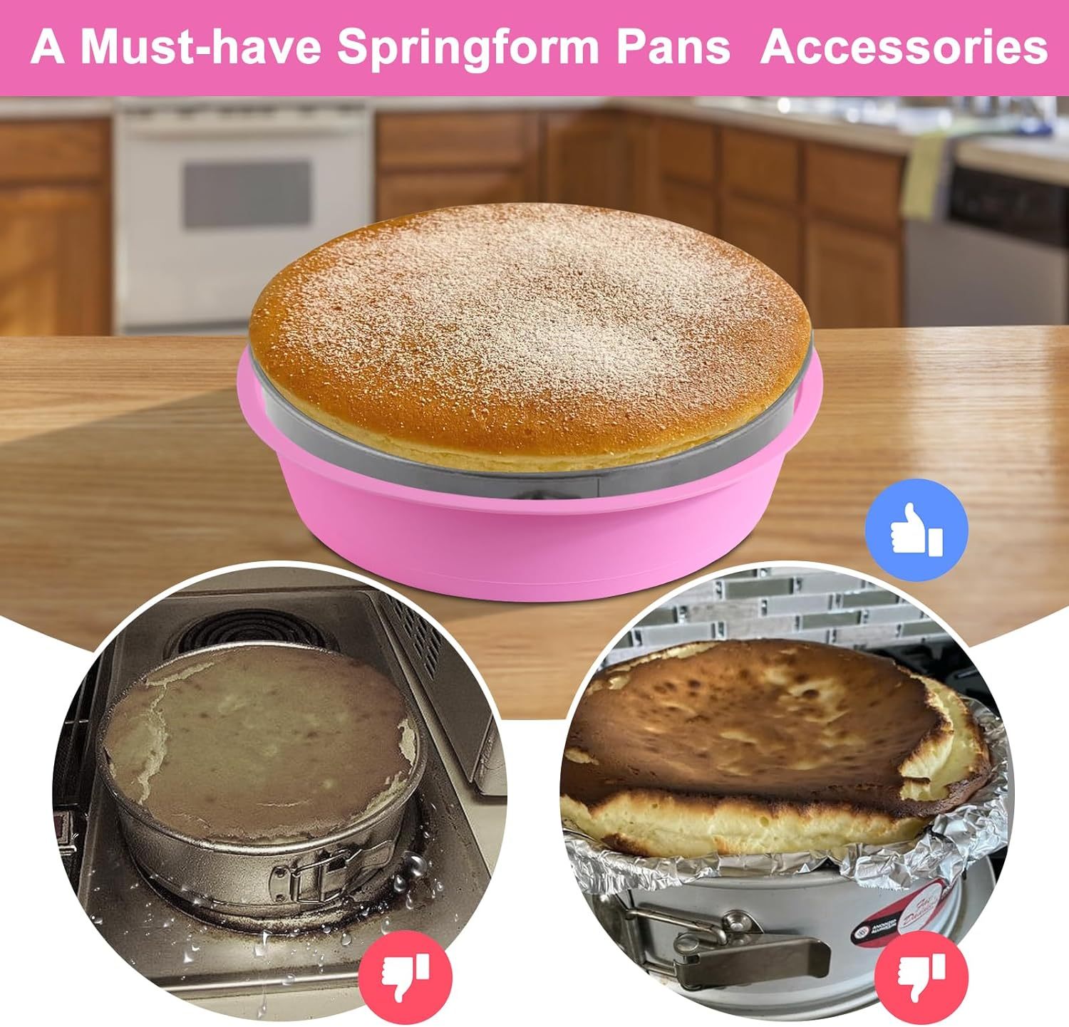 Silicone Cheesecake Pan,Cheesecake Pan Protector for 9,9.5,10 Inch Round Springform Pan,Silicone Cheesecake Water Bath Pan,Preventing Water from Entering the Spring Form Pans,Springform Pans Accessories