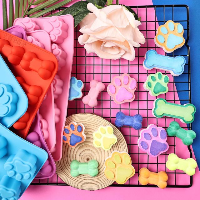 Dog Paw and Bone Silicone Molds for Chocolate,Puppy Dog Paw and Bone Silicone Molds for Chocolate, Candy, Jelly, Ice Cube, Dog Treats