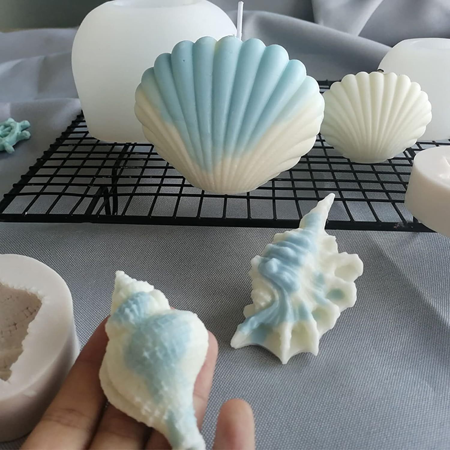Shell silicone mold Conch Resin Mold,4 Pack Shell Mold Shell silicone mold Conch Resin Mold Sea Shell Silicone Mold For Candles Soap Mold Candle Making Mold