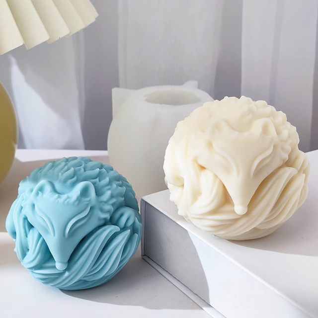 Silicone Mold 3D Fox Candle Mold,Fox Mold Ball Shape Fox Resin Mold Silicone Mold 3D Fox Candle Mold Animal Resin Mold 3D Candle Mold Silicone Mold for Resin Candle Mold Fox Soap Mold Soap Making Molds Candle Making Molds