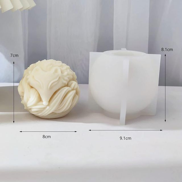Silicone Mold 3D Fox Candle Mold,Fox Mold Ball Shape Fox Resin Mold Silicone Mold 3D Fox Candle Mold Animal Resin Mold 3D Candle Mold Silicone Mold for Resin Candle Mold Fox Soap Mold Soap Making Molds Candle Making Molds