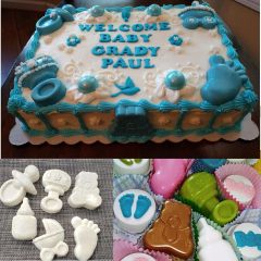 Baby Shower Soap Silicone Mold,Baby Shower Soap Silicone Mold Baby Feet Carriage Nursing Bottle Mold for Chocolate, Cake, Cookie, Pudding, Jelly, Fondant