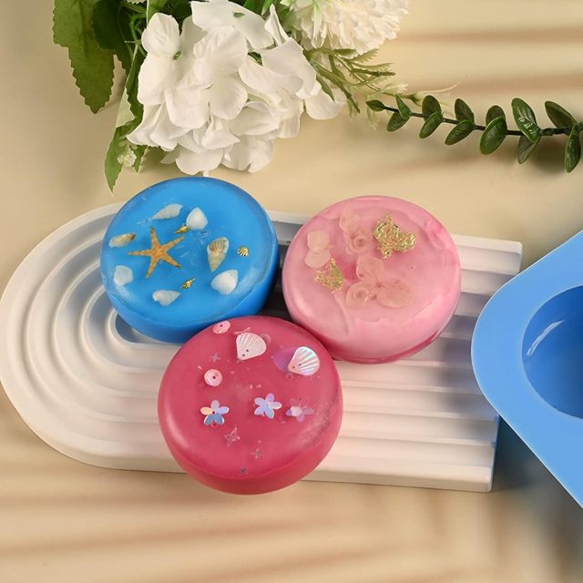 Silicone Molds 4 Cavity Round,Silicone Molds 4 Cavity Round Shaped Mold for Soap Making Supplies DIY Bath Bombs Shower Steamer Lotion Bars