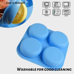 Silicone Molds 4 Cavity Round,Silicone Molds 4 Cavity Round Shaped Mold for Soap Making Supplies DIY Bath Bombs Shower Steamer Lotion Bars