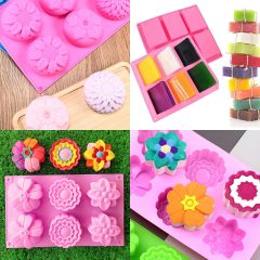 Silicone Soap Molds,Silicone Soap Molds, 6 Cavities Flower Making Mold, Included Rectangle Shape Supplies, Perfect for Handmade Soaps, Homemade Chocolate