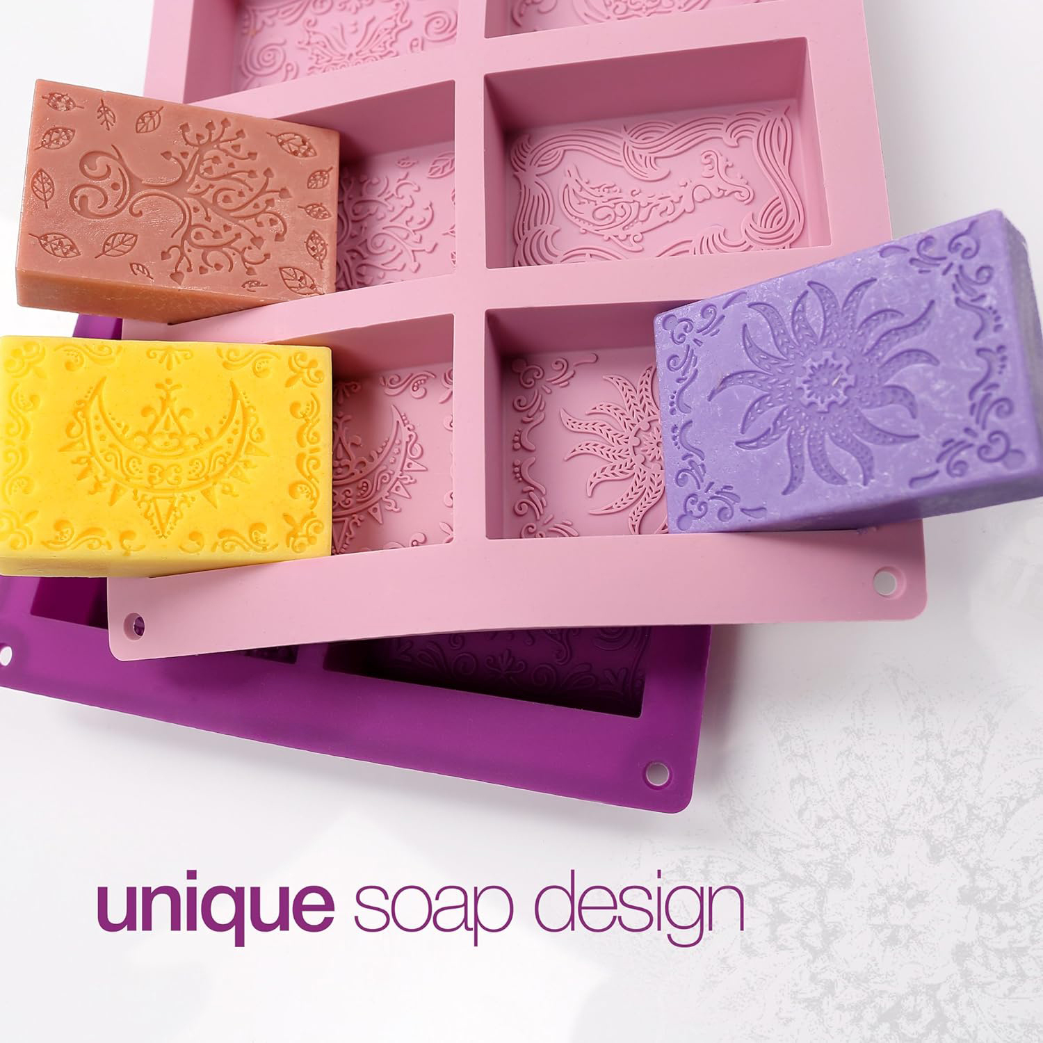 Silicone Soap Molds 6 Cavities,Silicone Soap Molds, 6 Cavities Rectangle Silicone Soap Mold for Soap Making Loaf DIY Handmade Craft,