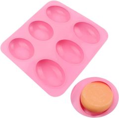 Silicone Mold For Handmade Soap,Silicone Mold For Handmade Soap 6 Cavity Oval Shape fat bath bombs Pink Color