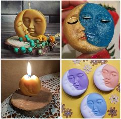 Sun & Moon Face Soap Molds,Silicone Soap Molds,Sun & Moon Face Soap Molds for Soap Making, Bath Bomb Molds for Homemade Bath Bombs,Lotion Bar,DIY Resin Making,Wax,Polymer Clay