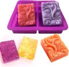 4-Cavity Ocean Wave Soap Silicone Mold,4-Cavity Ocean Wave Soap Mold Silicone Sea Wave Cake Pan for Jelly Pudding Mousse Mould/DIY Handmade Nautical Cloud Swirls Pattern Soap Mold for Goat Milk Soap