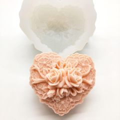 Flower Delicate Floral Heart Silicone Soap Molds,Beautiful Flower Delicate Floral Heart Silicone Soap Molds for Soap Making, Craft DIY Handmade Chocolate Candy Cake Mold