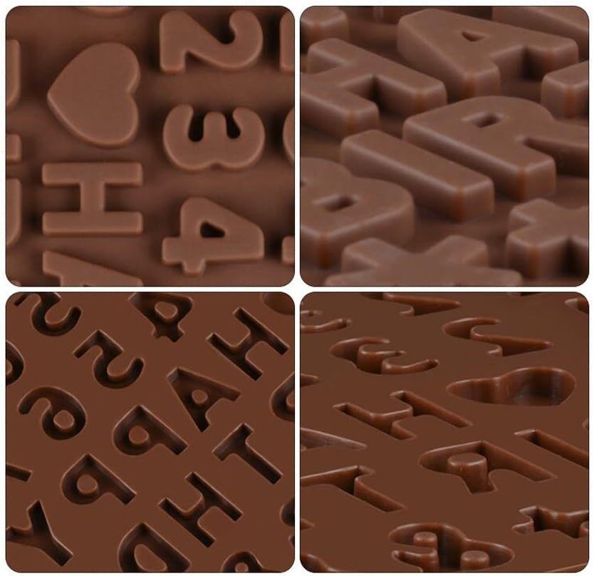 Silicone Letter Mold,Silicone Letter Mold and Number Chocolate Molds with Happy Birthday Cake Decorations Symbols
