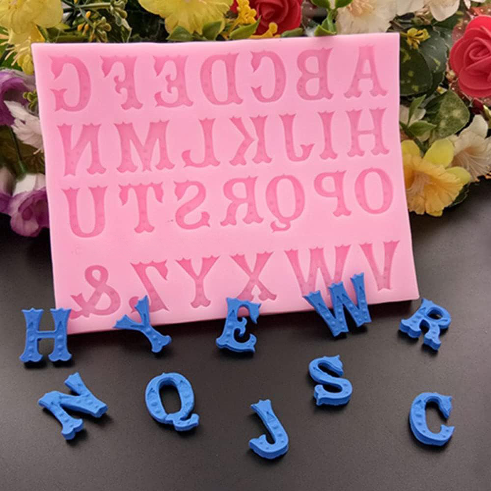 Silicone 3D Number  Chocolate Molds,Silicone 3D Number 0-9 Alphabet A-Z Embossed Letter Fondant Chocolate Molds for Birthday Cake Decorating DIY Baking