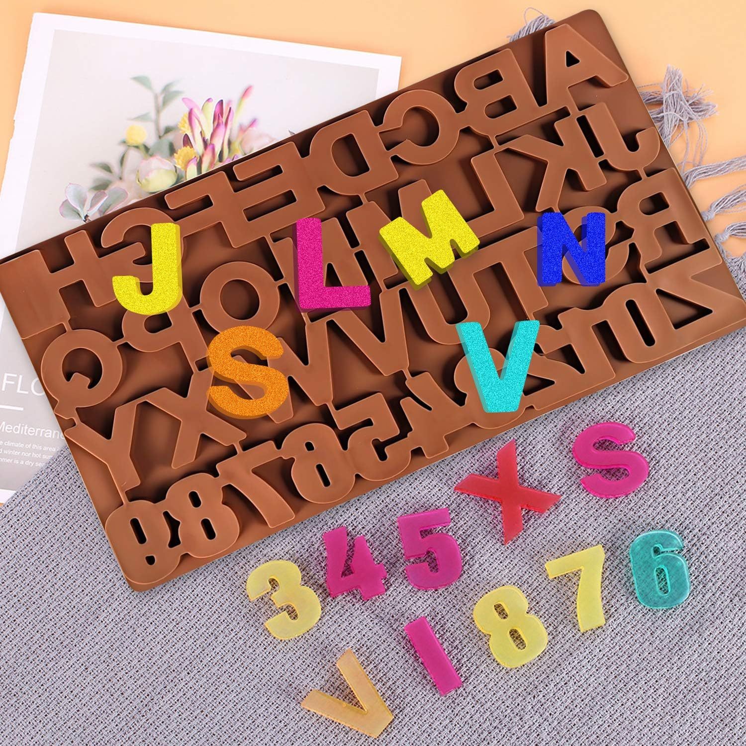 Large Letter Silicone Molds for Chocolate,Large Letter Silicone Molds for Chocolate, Mity rain Backward Alphabet Number Molds Candy Chocolate Molds for DIY Letter Chocolate, Crayons, Christmas Day Cake Decorating