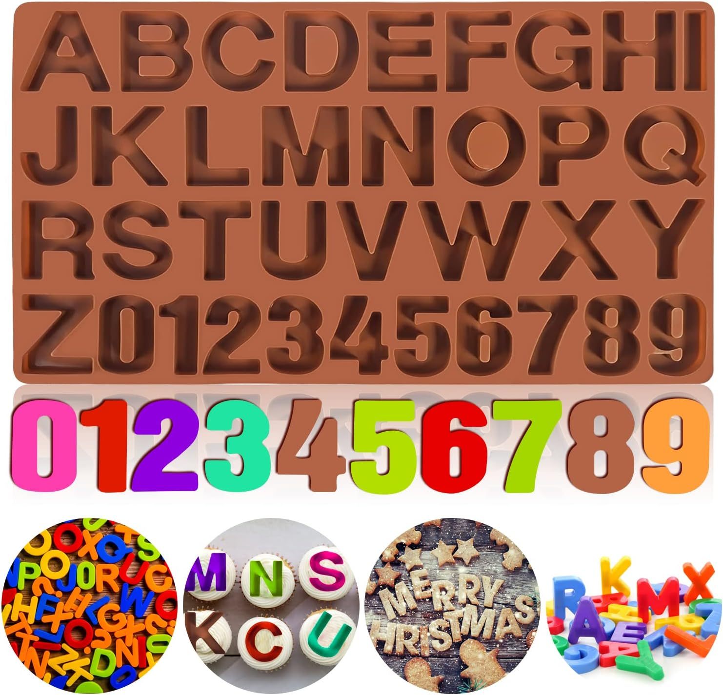 Large Letter Silicone Molds for Chocolate,Large Letter Silicone Molds for Chocolate, Mity rain Backward Alphabet Number Molds Candy Chocolate Molds for DIY Letter Chocolate, Crayons, Christmas Day Cake Decorating