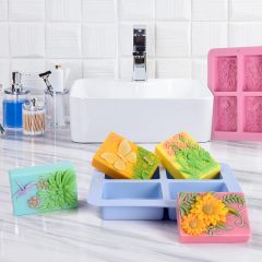 Flower Soap Silicone Mold,Flower Soap Mold Pretty Flower Soap Silicone Mould for Handmade DIY Soap Making Lotion Bars Scented Candles Resin Crafts Aromatherapy Gypsum Moulds Cake Ice Cube Molds