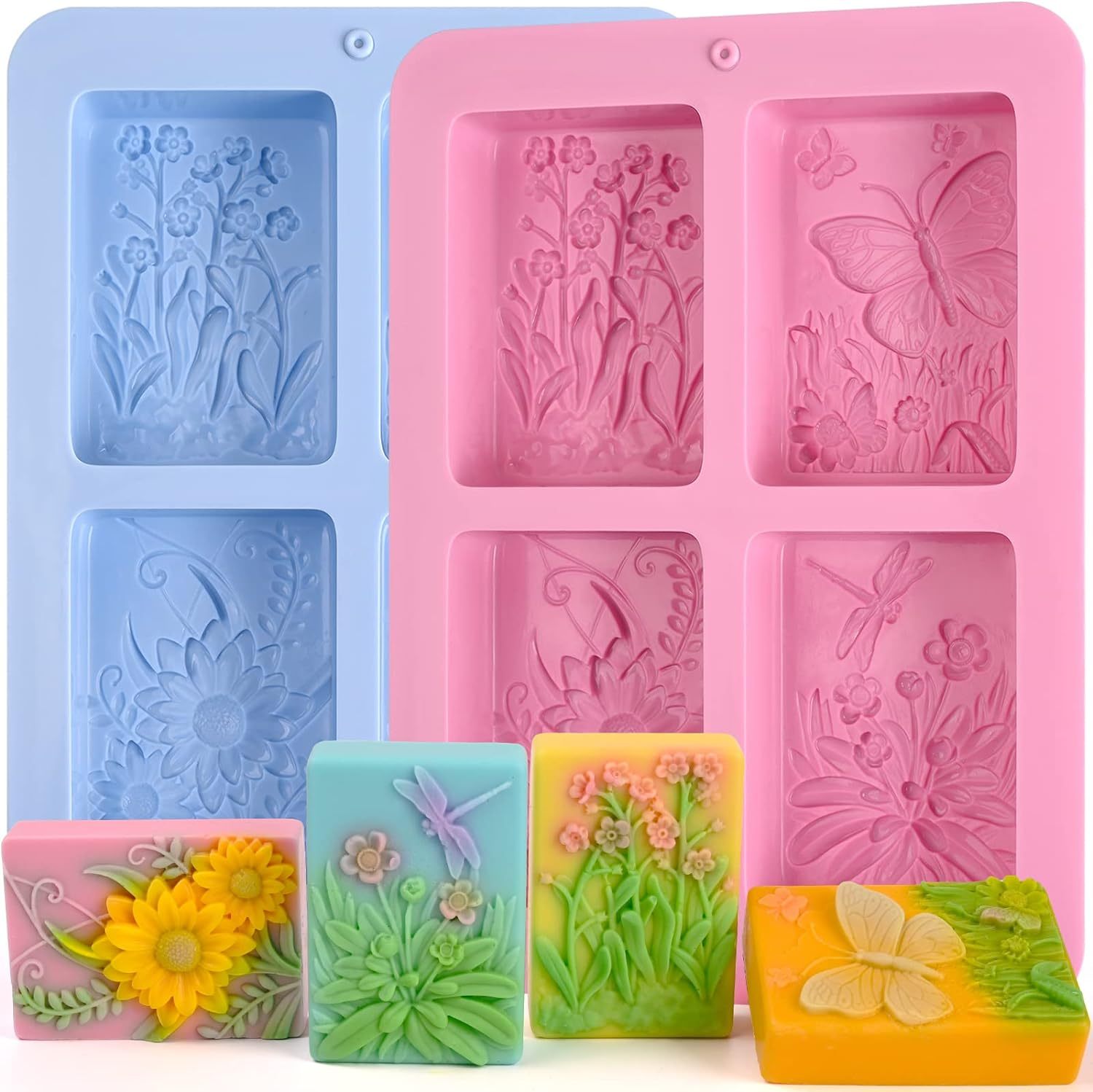 Flower Soap Silicone Mold,Flower Soap Mold Pretty Flower Soap Silicone Mould for Handmade DIY Soap Making Lotion Bars Scented Candles Resin Crafts Aromatherapy Gypsum Moulds Cake Ice Cube Molds