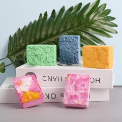 Flower Soap Mold Silicone,Flower Soap Molds Silicone-2PCS 4 Cavities Rectangle Soap Mold 3oz,Flower Shapes Silicone Molds for Soap Bath Bombs Shower Steamer Lotion Bars