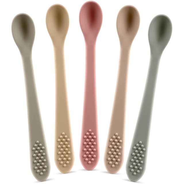 Baby Spoons First Stage Silicone Baby Spoon,Baby Spoons First Stage Silicone Baby Spoon – Self Feeding Baby Utensils – Infant Spoons First Stage Baby Feeding Spoon - Soft & Gentle on Gums - BPA Free Silicone Baby Spoons Set