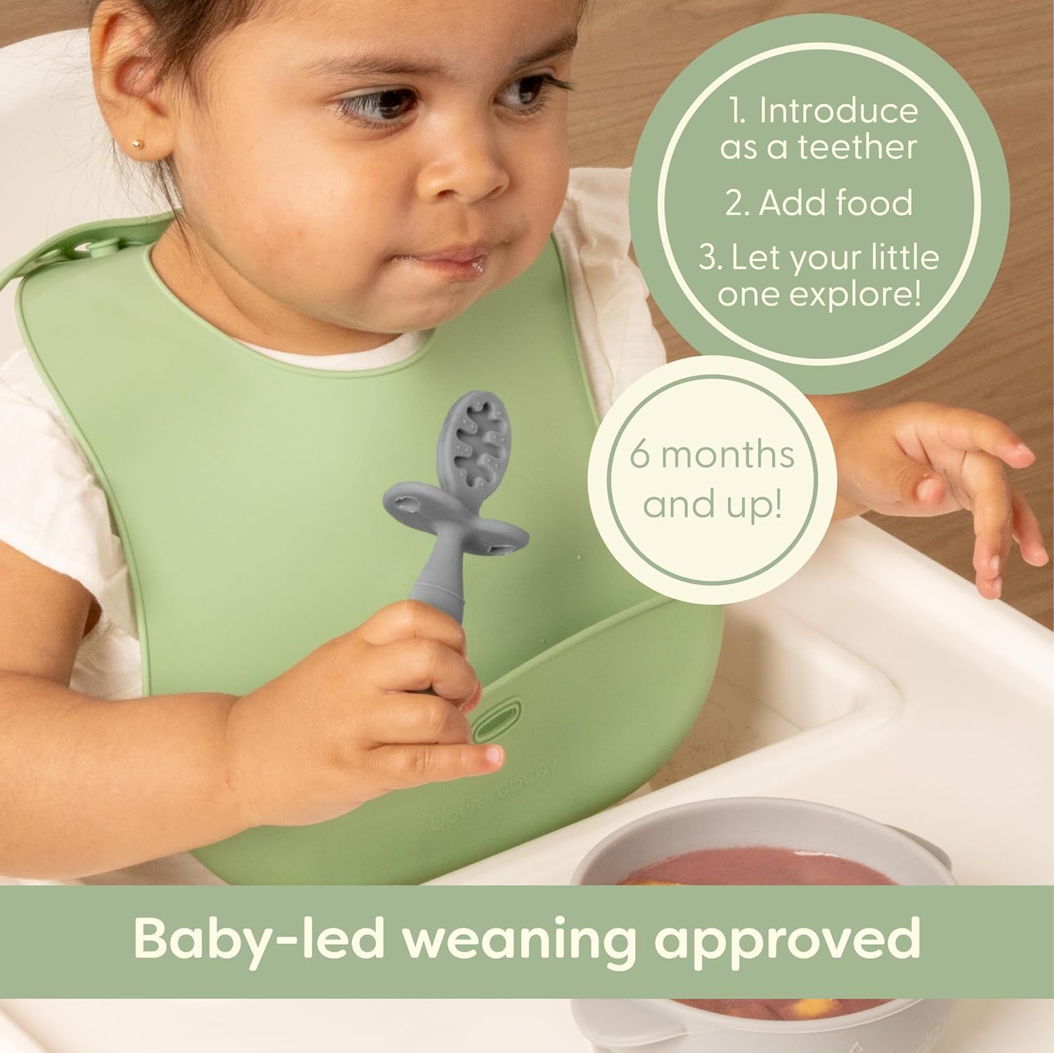 Baby Silicone Baby Feeding Spoon,Baby Silicone Baby Feeding Spoon with Anti Choke Barrier - Baby Spoons Self Feeding 6 Months - First Stage Infant Supplies and Toddler Utensils - Baby Led Weaning Soft-Tip Training Spoon