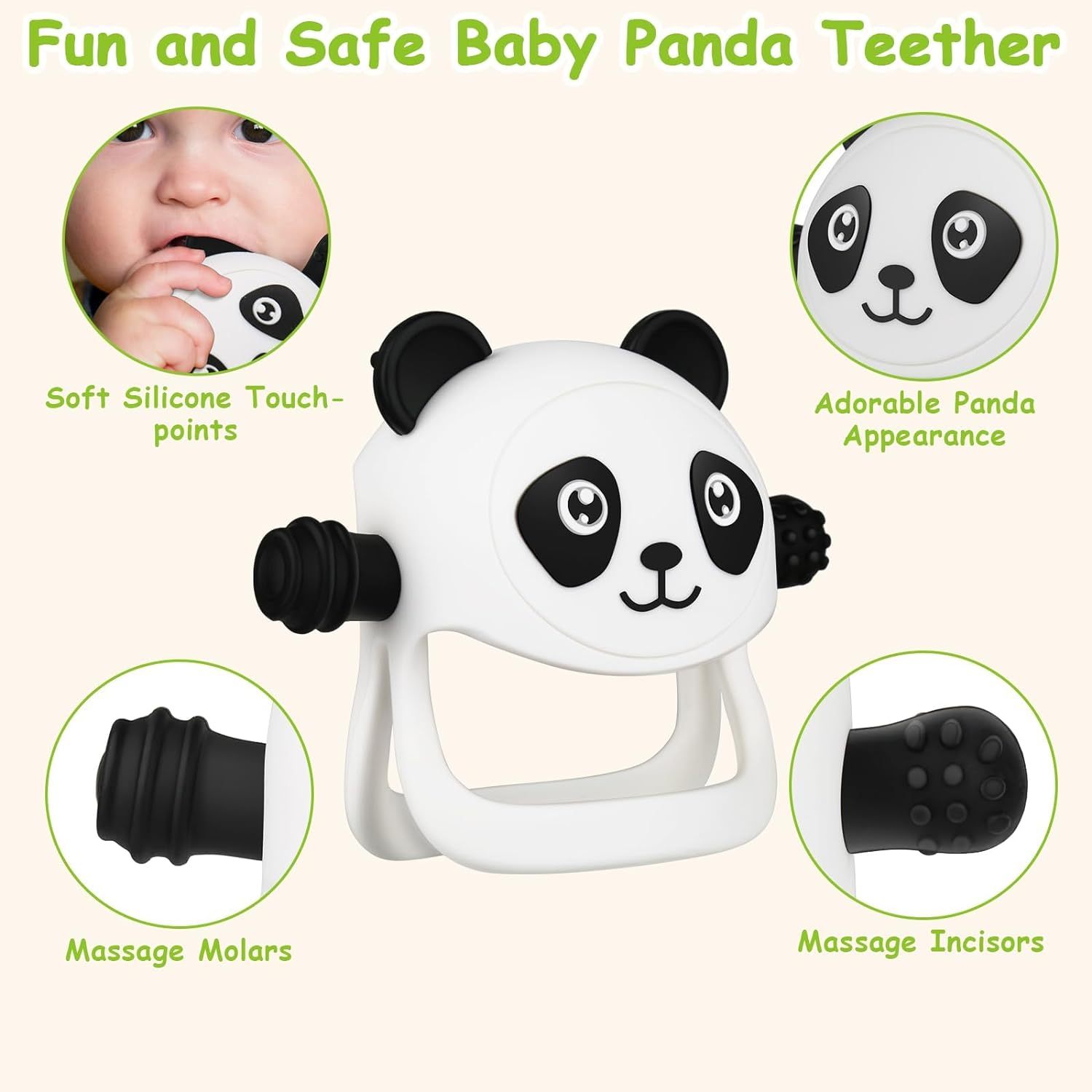 Teething Toys for Babies 0-6-12 Months,Teething Toys for Babies 0-6-12 Months, Never Drop Baby Teether for Teething Relief, Silicone Panda Baby Hand Mittens with Sucking Need Pacifier, newborn teether toys, teether toys, teether toys for infants