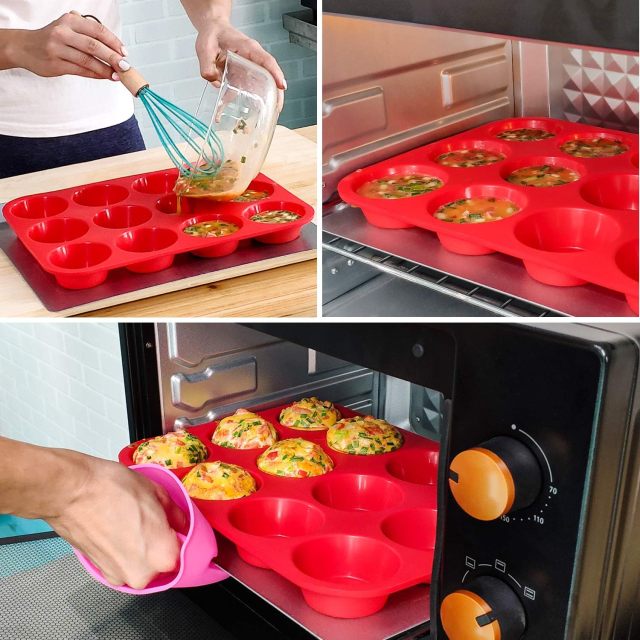 Silicone Muffin Pan,Silicone Muffin Pan - Silicone Molds Including Mini 24 Cups, Regular 12 Cups Muffin Pan & 12 Cavities Mini Loaf Pan 3-in-1 Set,bakeware set,bakeware baking set,best bakeware set, bakeware pan set