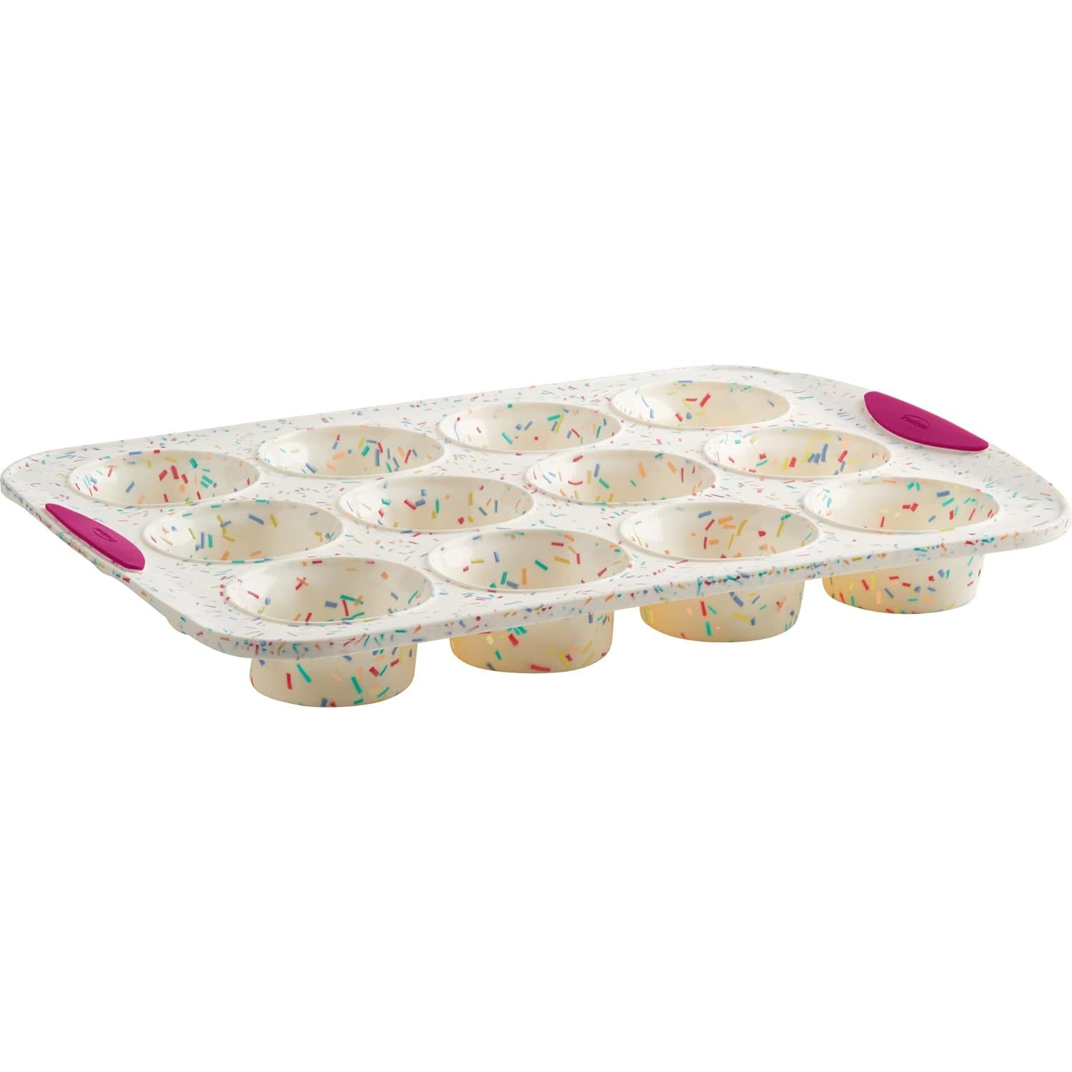 Silicone Muffin Pan, 12 Cup,Silicone Muffin Pan, 12 Cup, Confetti/Fuschia,12 cup bundt cake pan,silicone mini muffin pan ，small muffin pan
