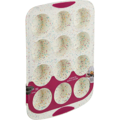 Silicone Muffin Pan, 12 Cup,Silicone Muffin Pan, 12 Cup, Confetti/Fuschia,12 cup bundt cake pan,silicone mini muffin pan ，small muffin pan