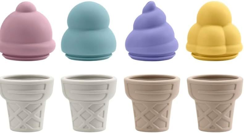 Silicone Ice Cream Toy,Silicone Ice Cream Toy-Pretend Ice Cream Play Set for Kids-Food Grade Silicone, Non-Toxic Silicone Beach Toys,beach toys,  best beach toys,  beach toys for kids，ice cream beach toys