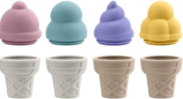 Silicone Ice Cream Toy,Silicone Ice Cream Toy-Pretend Ice Cream Play Set for Kids-Food Grade Silicone, Non-Toxic Silicone Beach Toys,beach toys,  best beach toys,  beach toys for kids，ice cream beach toys