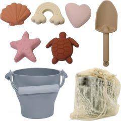 8Pcs Silicone Beach Toys for Kids,8Pcs Silicone Beach Toys for Kids 3-10, Sand Toys Including Bucket, Shovel, 5 Sand Molds, Beach Bag, Eco Friendly Toy, Travel Sand Toys for Beach, Sand Toys for Toddlers