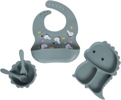 Silicone Baby Feeding Set,Silicone Baby Feeding Set, Baby Led Weaning Supplies, Eating Essentials Utensils with Suction Plate and Bowl, Pocket Bib, Sippy Cup with Lid, Forks Spoons Snack Container