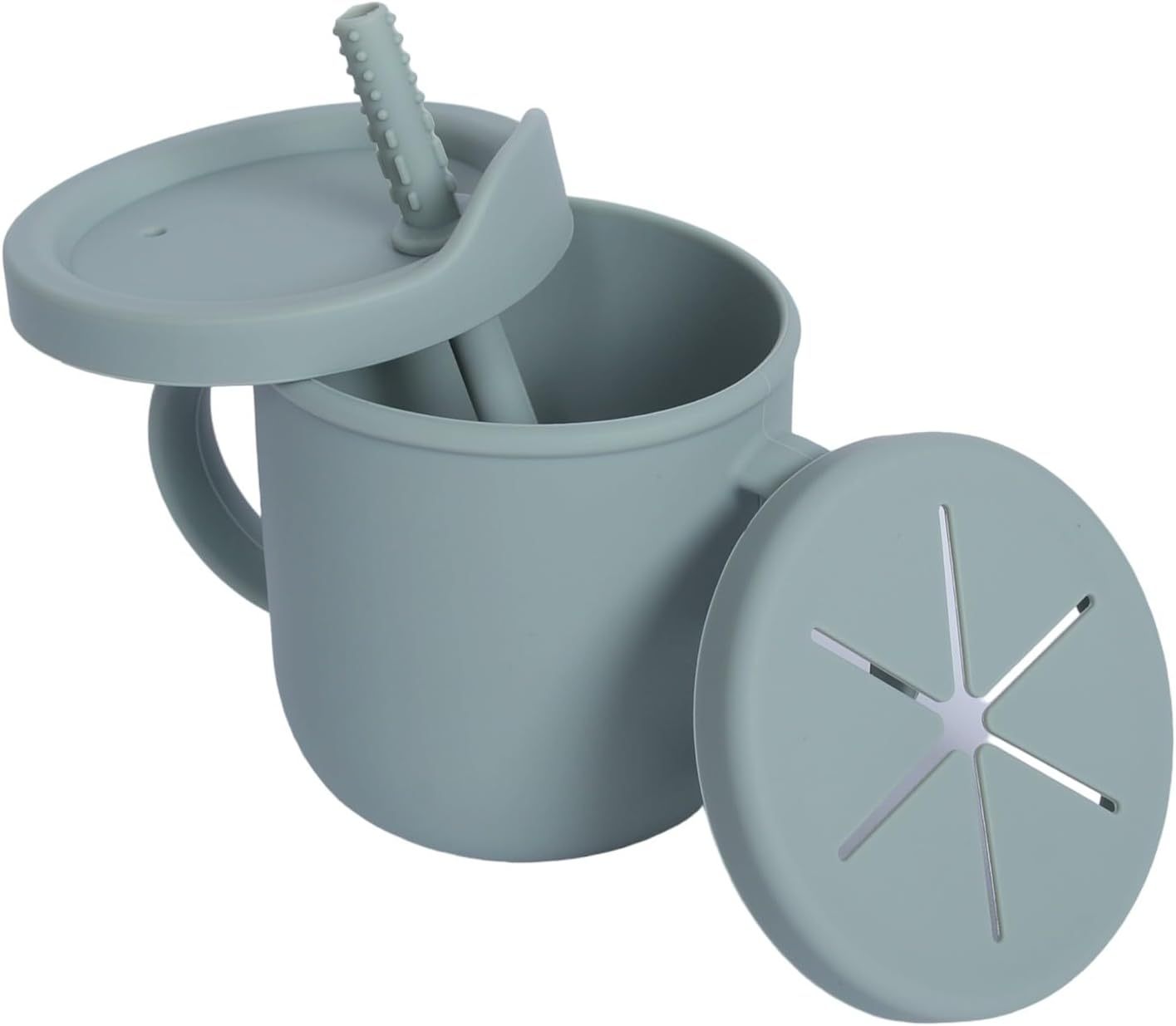 Silicone Baby Feeding Set,Silicone Baby Feeding Set, Baby Led Weaning Supplies, Eating Essentials Utensils with Suction Plate and Bowl, Pocket Bib, Sippy Cup with Lid, Forks Spoons Snack Container