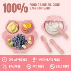 Silicone Baby Feeding Set(10 Pcs),Baby Weaning Set, Silicone Baby Feeding Set(10 Pcs), Toddler Weaning Set with Adjustable Bib, Suction Bowl, Plate, Fork, Spoon, Water & Snack Cup Kit, Baby Led Weaning Kit for Babies and Kids