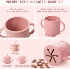 Silicone Baby Feeding Set(10 Pcs),Baby Weaning Set, Silicone Baby Feeding Set(10 Pcs), Toddler Weaning Set with Adjustable Bib, Suction Bowl, Plate, Fork, Spoon, Water & Snack Cup Kit, Baby Led Weaning Kit for Babies and Kids