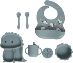 Silicone Baby Feeding Set,Silicone Baby Feeding Set, Baby Led Weaning Supplies, Eating Essentials Utensils with Suction Plate and Bowl, Pocket Bib, Sippy Cup with Lid, Forks Spoons Snack Container