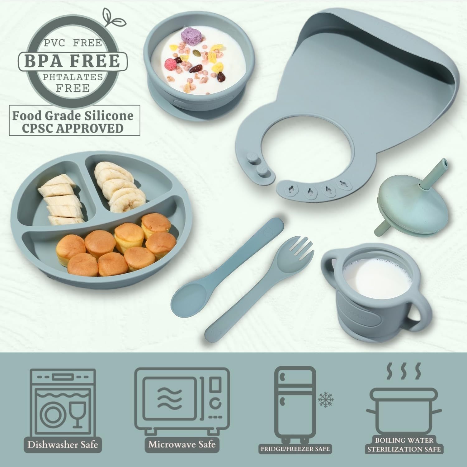 Baby Feeding Set,Baby Feeding Set, Baby Feeding Set, Baby Plate, Bowl Set, Baby Silicone Feeding Set, Baby Led Weaning Set, Baby Plates, Bowls Set Suction